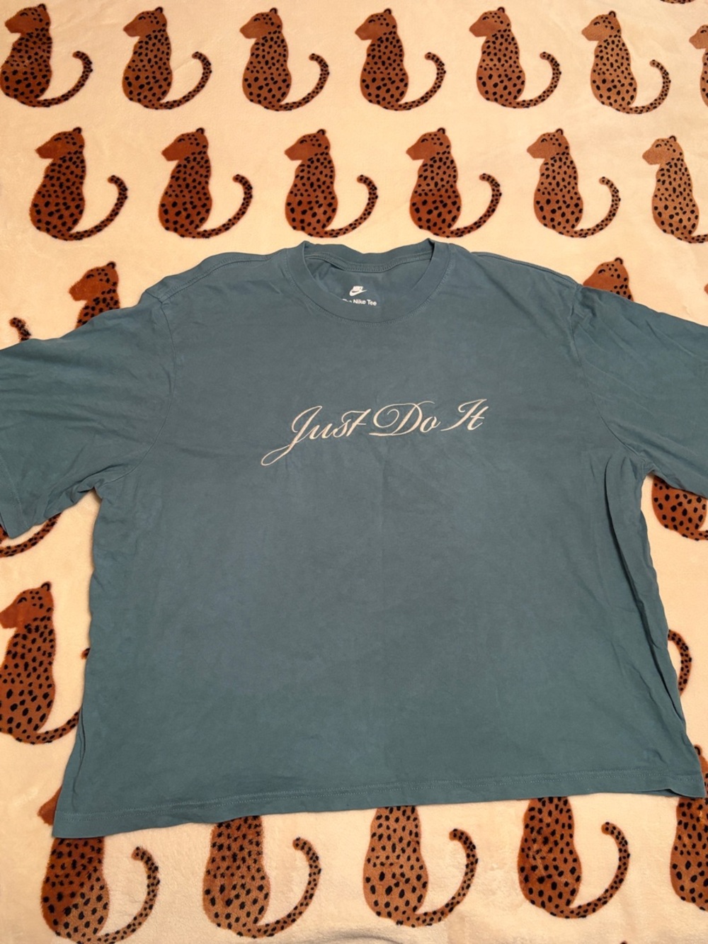 Nike Women’s Teal Script 'Just Do It' Short Sleeve Tee